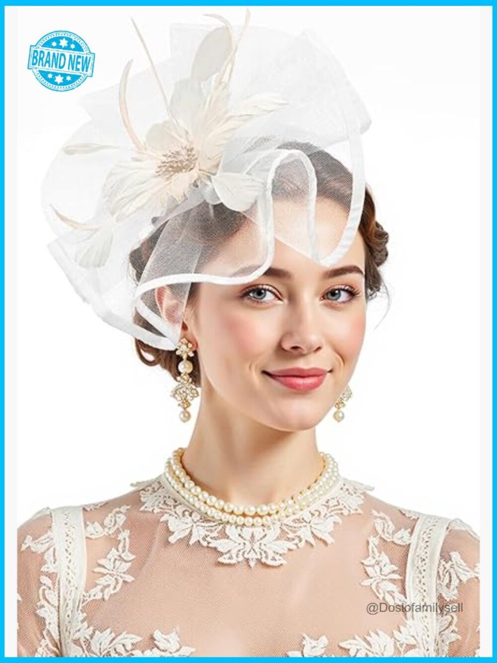 Fascinator Hat with Feathers and Mesh Derby Wedding Cocktail Party Accessory